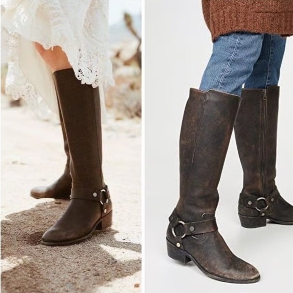 Free People Frye Carson Harness Tall Riding Boots